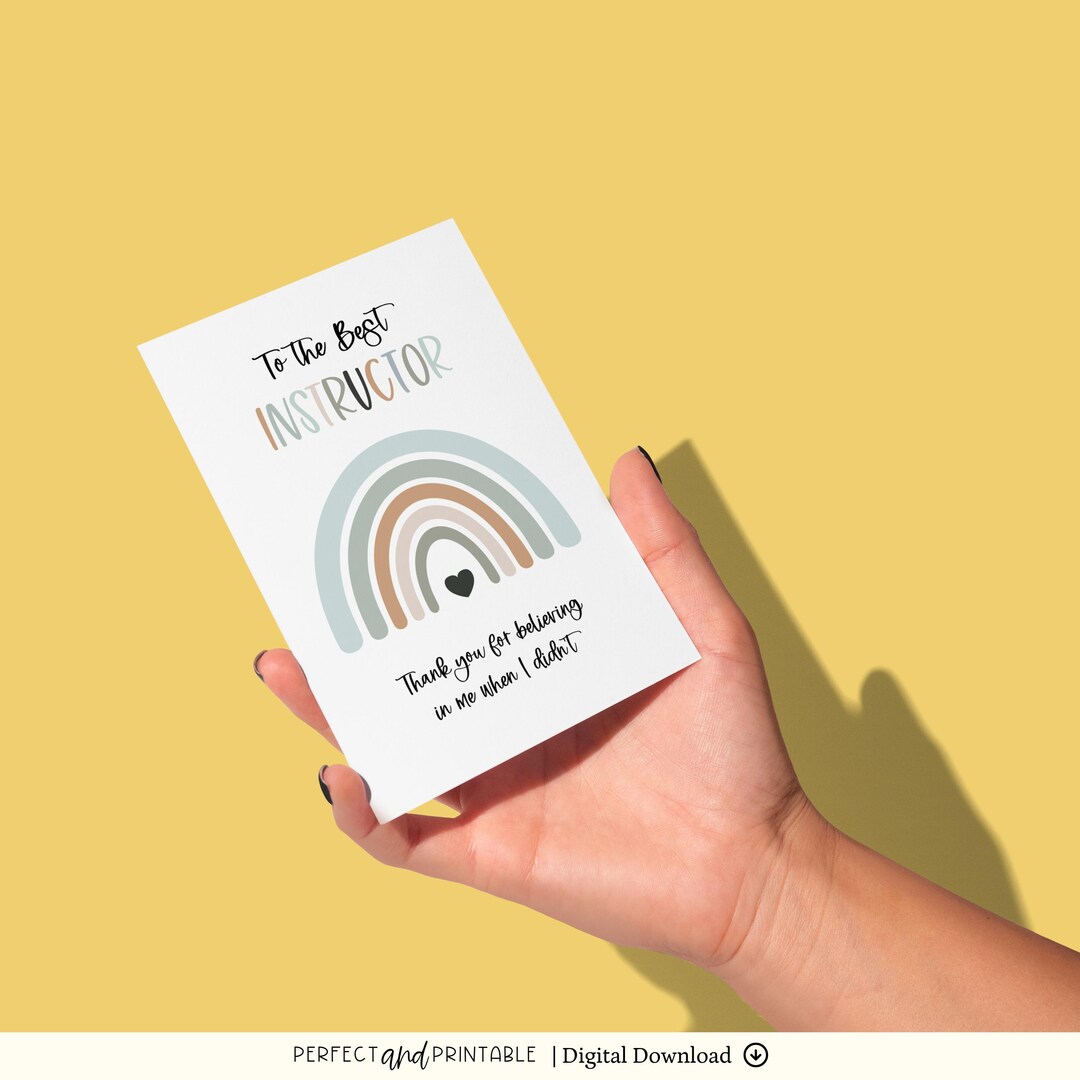 Thank You Card for Instructor | Gym, Personal Trainer, Driving ...