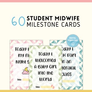 Student Midwife Milestone Cards | 60 | Printable Achievement Cards | Catching Babies | Progress Tracker | Graduate Gift | Digital Download