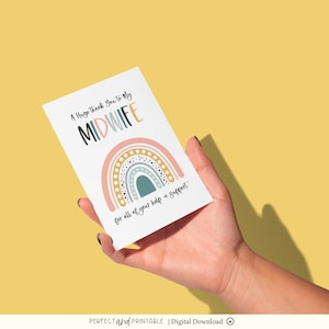 Danke-Karte für Hebamme | Besonderer Dank geht an meine Hebamme | Regenbogen Wertschätzungskarte von den Eltern | Hilfe & Support | Digitaler Download