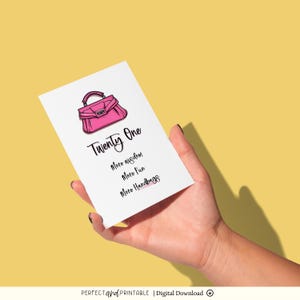 21st Birthday Card | Pink Printable Card for Her | Happy 21st Milestone | Card for Friend, Niece, Sister | Twenty One Digital Download