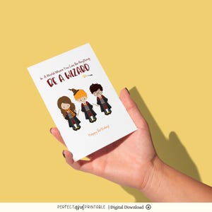 carte d'anniversaire de magicien | Cadeau pour elle, lui, ami | Joyeux anniversaire magique à imprimer | Baguettes, balais et sorts | Téléchargement numérique