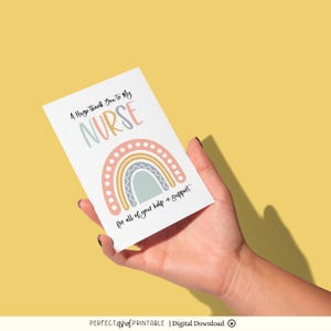 carte de remerciements pour l'infirmière | Carte de soins du patient | Carte de remerciement Rainbow pour toute votre aide et votre soutien | Téléchargement numérique