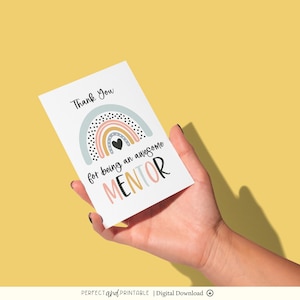 Carte de remerciement pour mentor, précepteur | Carte impressionnante d'appréciation d'arc-en-ciel de mentor |  Une partie importante de mon parcours | Téléchargement numérique