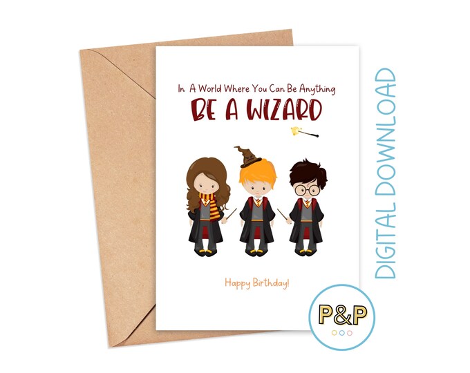 Wizard Birthday Party Invitation Card, Golden Magic, Harry Wizard's ...