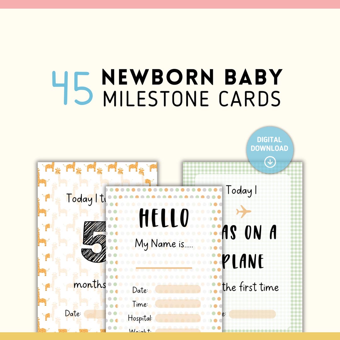 Newborn Baby Milestone Cards | Unisex New Baby, Baby Shower Gift/ Photo ...