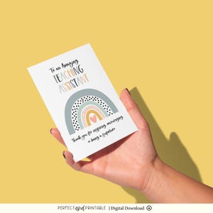 Dankeschön-Karte für Lernhilfe | Erstaunliches Klassenzimmer TA | Regenbogen Karte vom Schüler/Student | Ende des Schulbegriffs Geschenk | Digitaler Download