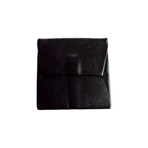Hermès Chèvre Mysore Bastia Verso feminino couro de cabra preto porta-moedas dobrado
