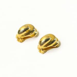 Vintage Christian Dior Gold Tone Modernist Curved Clip-on Earrings