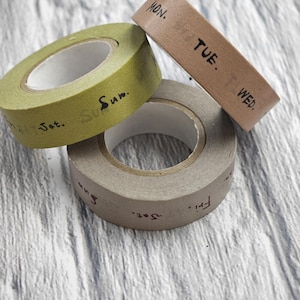 Washi Tape in verschiedenen Farben – Grau, Braun und Grün perfekt als MaskingTape oder für Journaling 10Meter auf der Rolle #2036