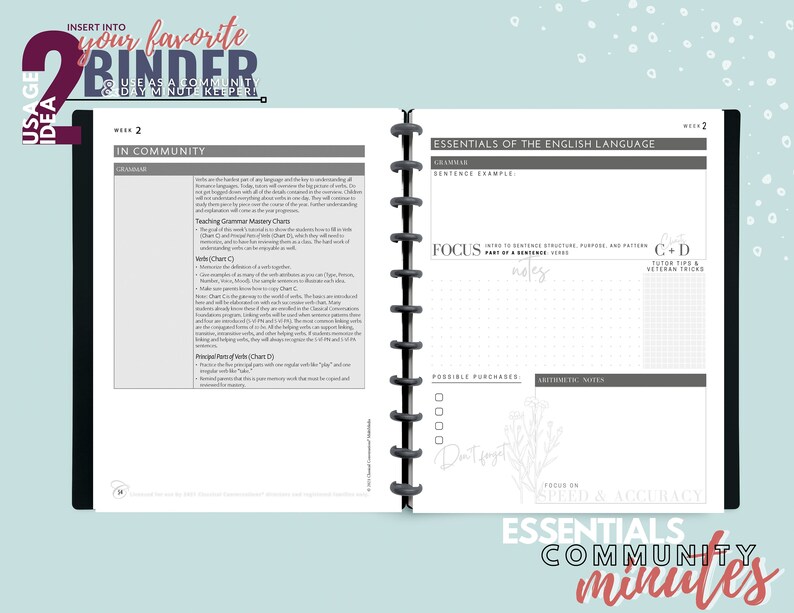 English Essentials Planner 26/27 Cycle 3 Essentials Planner Community Minutes Classical ...