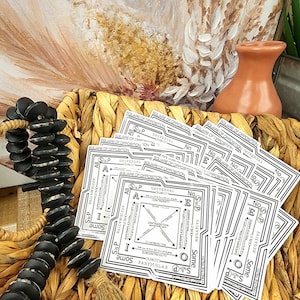 May include: A stack of white square cards with black text and lines. The cards feature a diagram with the words "Universal", "Particular", "Affirmative", "Negative", "Contradiction", "Subcontrary", "Contrary", "Subaltern", "Some", "All", "No", "E", "I", "A", "O", "SP".