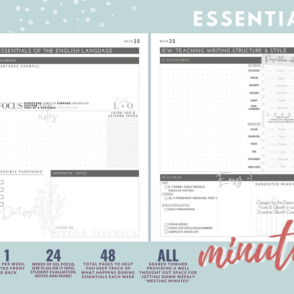 23/24 Cycle 3 Essentials Community Minutes Planner for Classical Conversations