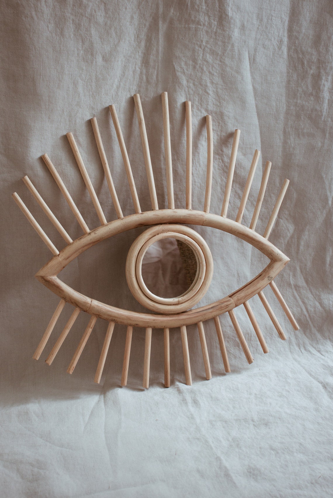 Rattan Eye Mirror / Shelf Decoration / Home Decor / Natural Etsy