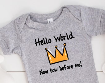 Hello World Onsie, Newborn Gift, Infant Clothing, Cute Baby Onsie, Baby Clothes, Baby Shower Gift, New Baby Gift,  Newborn Gift