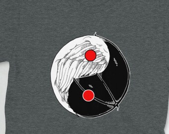 Ying and Yang Wings Shirt, Bat Wing Tee, Angel Wing Tee, Halloween Shirt, Halloween Graphic Tee, Cool Bat Shirt, Costume Shirt