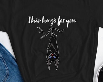 This Hug’s for You Shirt, Cute Halloween Bat T-Shirt, Halloween Graphic Tee, Hanging Bat Tee, Happy Halloween Shirt, Social Distancing Shirt