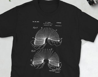 Slinky Patent Shirt, Retro Toys, Vintage Toys, Fun Gift for Him or Her, Toy Art, Unique Gift Idea, Slinky Print, Slinky Toy, Unisex Shirt.