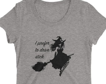 I Drive Stick TShirt, Halloween Witch Tee, Cute Halloween Shirt, Funny Halloween Tee, Fall Clothing, Halloween Party Shirt, Witch Outfit