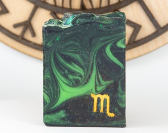 Scorpio Body Soap, GemStone Soap, Natural Soap, Unisex, Zodiac, Astrology, Star Sign, Labradorite, Malachite, Lord Misrule