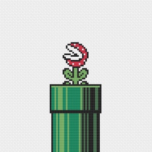 Super Mario 3 Piranha Plant Cross Stitch Pattern image 1