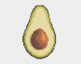 Avocado Cross Stitch Pattern -- Life Size & Only 12 Colours