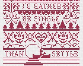 I'd Rather Be Single Scandinavian Cross Stitch Pattern