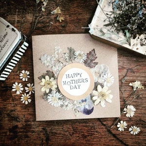 Greetings card with real pressed flowers