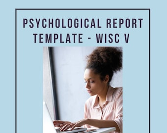 WISC-V Report Template for School Psychologists | Editable Cognitive Assessment (Digital Download)