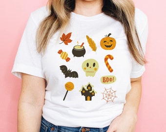 Halloween Little Things Doodles Shirt Cute Halloween Shirt Halloween Graphic Tee Shirt Pumpkin Witch Ghost Spooky Mom TShirt Matching Outfit