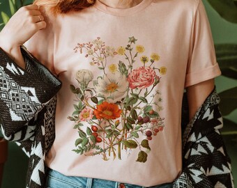 botanical shirt, botanical sweatshirt, vintage sweater, cottagecore sweatshirt, vintage flower shirt, vintage botanical aesthetic sweatshirt