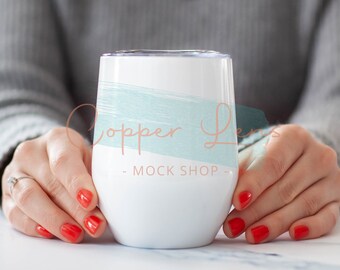 Wine tumbler mockup, Blank wine tumbler, White tumbler mockup
