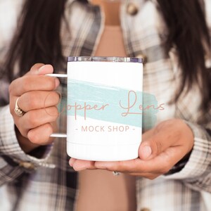 Mug mockup, White travel mug mockup, Blank travel mug, Coffee cup mockup, Blank white travel mug with lid, Fall mug mockup
