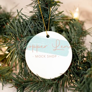 Ornament Mockup, Round Ceramic Christmas Ornament Mockup, Blank White Ornament