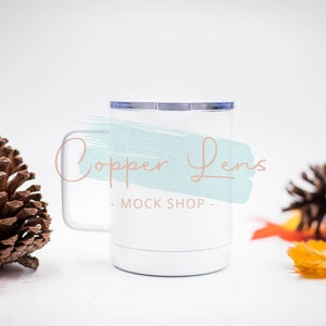 Fall mug mockup, White travel mug mockup, Blank travel mug, Coffee cup mockup, Blank white travel mug with lid