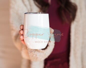 Wine tumbler mockup, Blank wine tumbler, White tumbler mockup