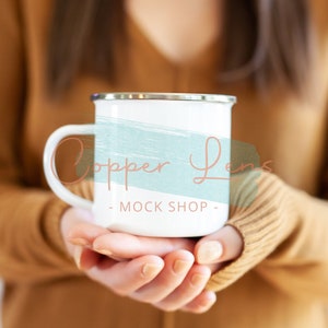 Camping mug mockup, White Enamel mug, Blank camping mug, Kids camping mug mockup, Mug mockup