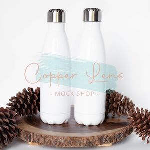 Side by Side water bottle mockup, Stainless steal water bottle mockup, Water bottle mockup, Two Blank water bottles