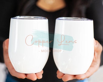 Double Wine tumbler mockup, Blank wine tumbler, White tumbler mockup, Two Blank wine tumblers
