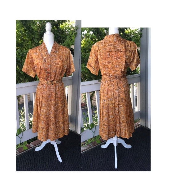 Vintage 1950s Orange Dress XL