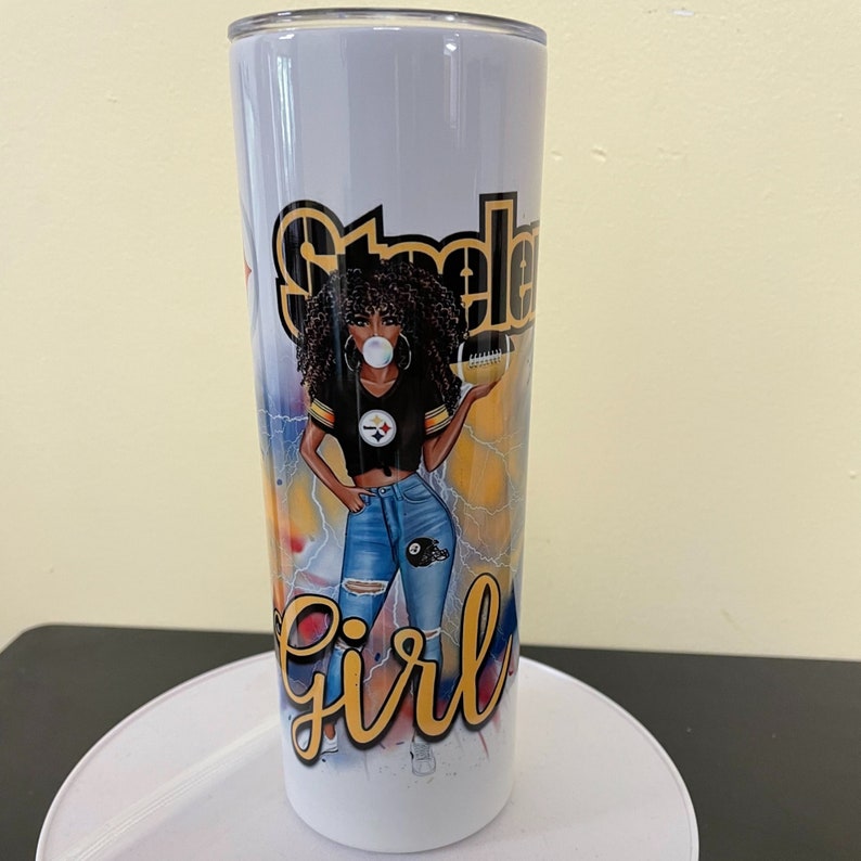 Pittsburg Steelers drinkware - mug, tumbler, and coaster.