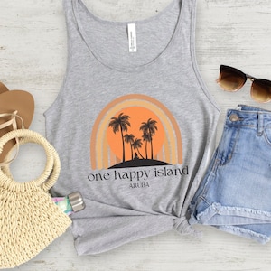 Aruba "One Happy Island" Unisex Tank Top - Weiches und Bequemes Heather Sommerurlaub Shirt - Niedliches Urlaub Strand Tank Top