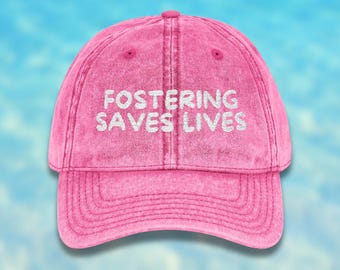 Fostering Saves Lives Embroidered Hat | Cat Dog Mom Rescue Pink Baseball Cap