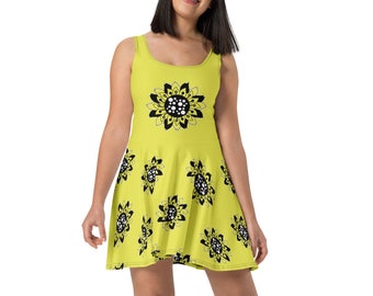 Sunflower Dress • Skater Dress • Kawaii Dress • Summer Dress • Cute Dress • Flower pattern dress