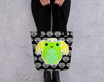 Tote bag • Little Angel Frog Tote • Kawaii Tote • Cute Carry Bag • Frog Tote Bag • Fun Tote Bag