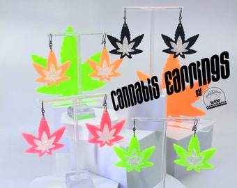 Cannabis Earrings • Rave Wear • Weed Earrings • Cannabis Jewelry • Stoner Gift