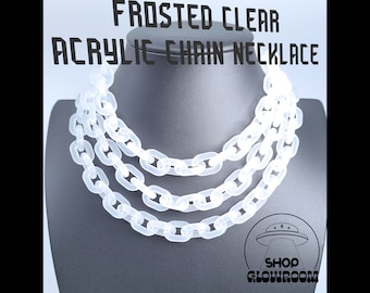 White Frosted Acrylic Chain Necklace • Edgy Necklace • Acrylic Chain Necklace • Punk Choker