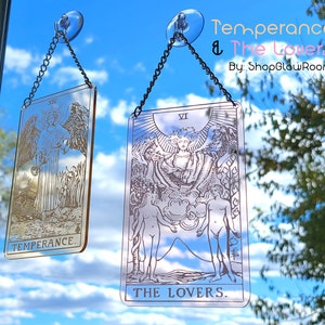 Matigheid en de geliefden Tarot Window Art / Tarot Art / Wicca Decor / Wicca Wall Art / Tarot Wall Art / Pagan Art / Tarot Gifts / Boho Art