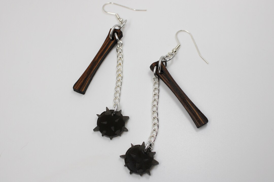Medieval Earrings / Battle Mace Earrings / Horror Earrings / Etsy