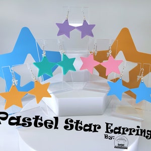 Soft Pastel Color Star Earrings • Kawaii Earrings • Everyday Wear • Star Earrings • Fairy Kei Earrings