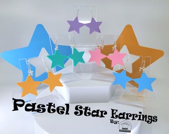 Soft Pastel Color Star Earrings • Kawaii Earrings • Everyday Wear • Star Earrings • Fairy Kei Earrings